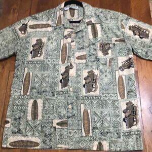 ten2one Green and Brown Short Sleeve Hawaiian shirt